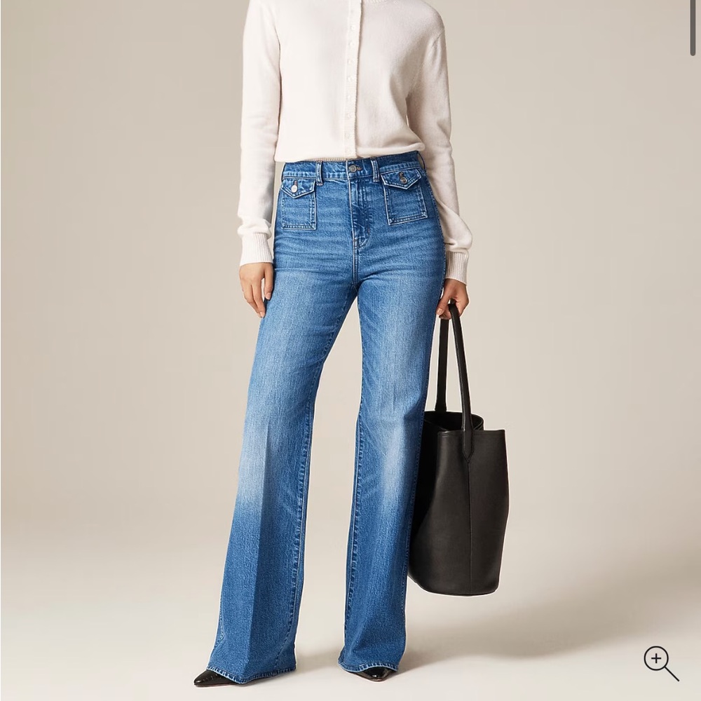 J. Crew Petite 24 vintage flare jean with flap pockets Bangkok Wash